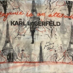 Karl Lagerfeld Paris Eiffel Tower Scarf with Red and Black Accents NWT